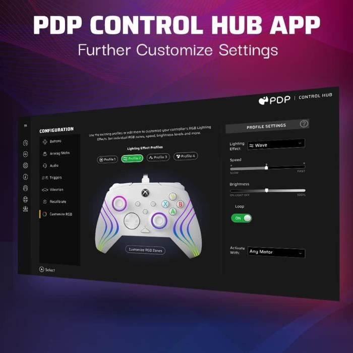 Gamepad - PDP - Afterglow Wave - Wired - White - PC and Xbox Compatible