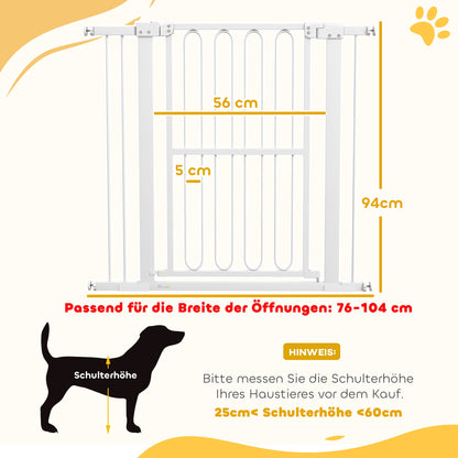 PawHut Türschutzgitter Hund, 76-104 cm Absperrgitter ohne Bohren, Treppengitter