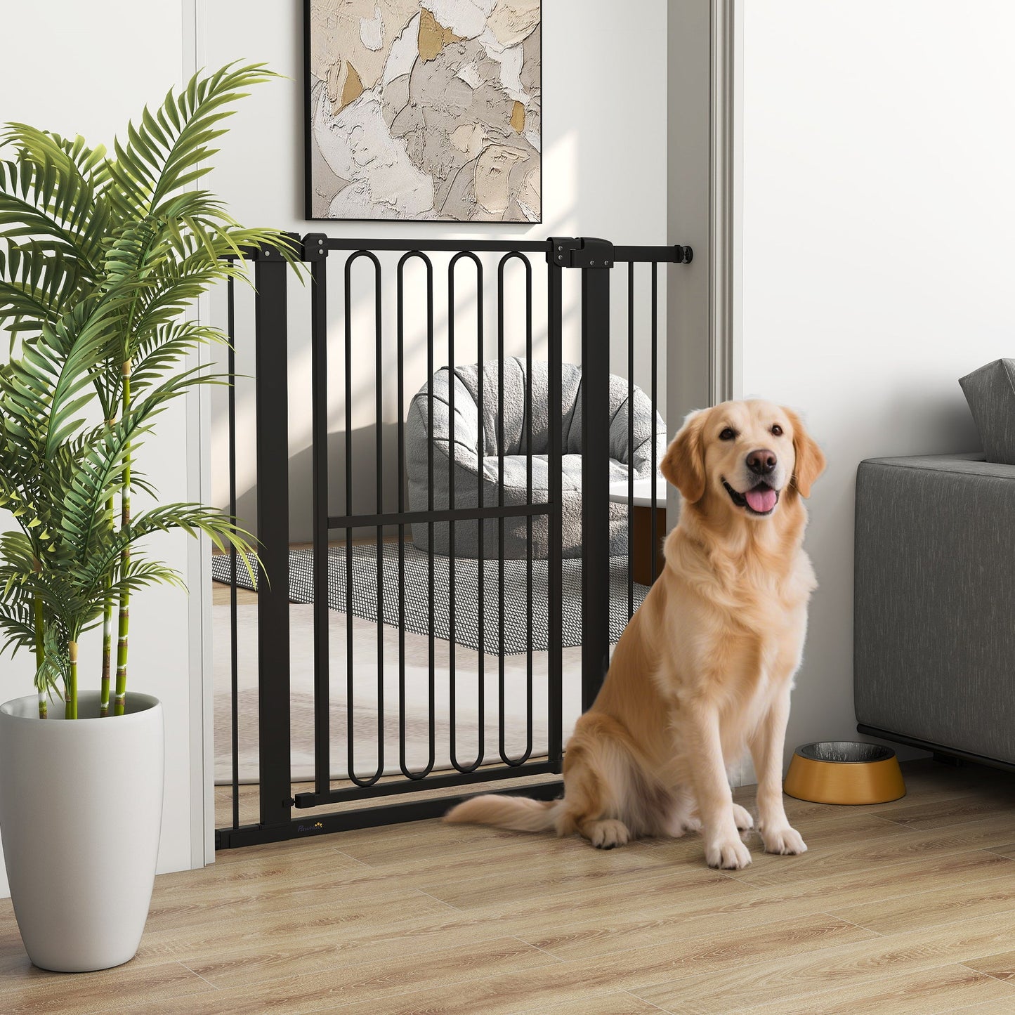 PawHut Türschutzgitter Hund, 76-104 cm Absperrgitter ohne Bohren, Treppengitter