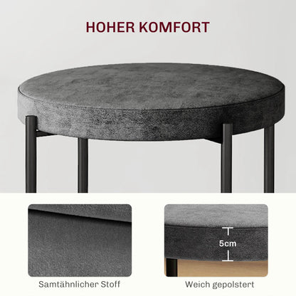 HOMCOM Küchenhocker 4-er Set, stapelbar, Samtoptik, bis 100kg, Stahlrahmen, 41,5 x 41,5 x 46 cm, Dunkelgrau
