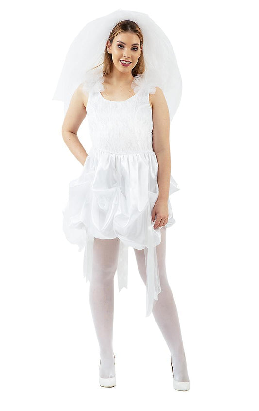 80's Bride White Wedding Dress Adult Costume | Large
