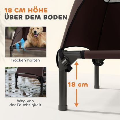 PawHut Hundeliege Outdoor mit Dach, Erhöhtes Hundebett für Große Hunde, 106 x 76 x 99 cm, Kaffee