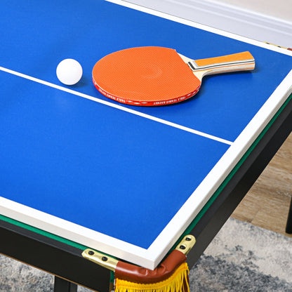 SPORTNOW 2-in-1 Billardtisch, Tischtennisplatte, mit Zubehör, 140x63x80cm, Blau/Grün