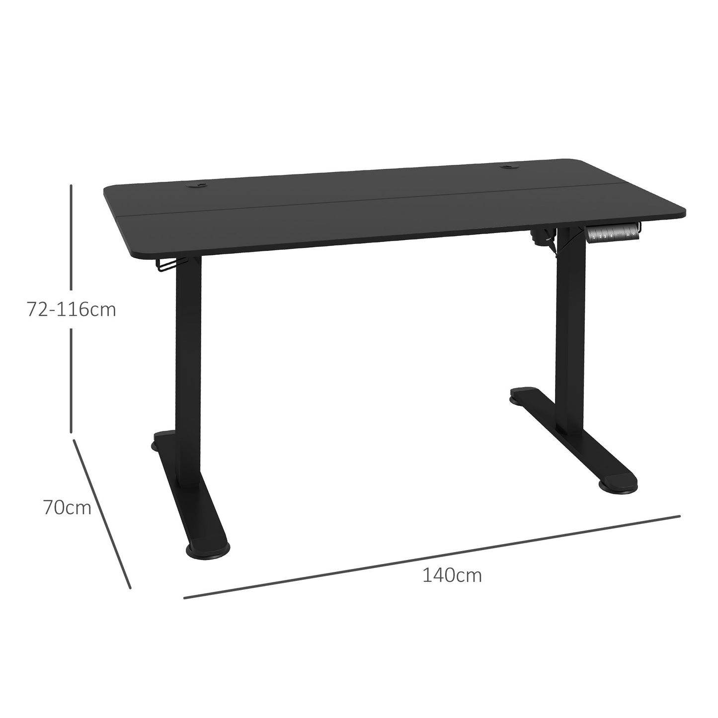 Vinsetto Stehpult höhenverstellbarer Computertisch Schreibtisch, 140 cm x 70 cm x 116 cm, Schwarz