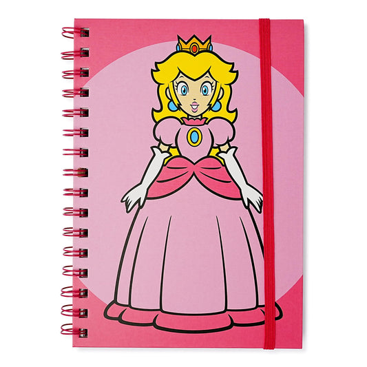 Super Mario Princess Peach Spiral Notebook With Elastic Closure