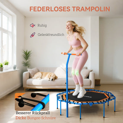 SPORTNOW Fitness-Trampolin, Trainingstrampolin mit verstellbarem Haltegriff, stabil und leise, für drinnenf, Stahl, Blau