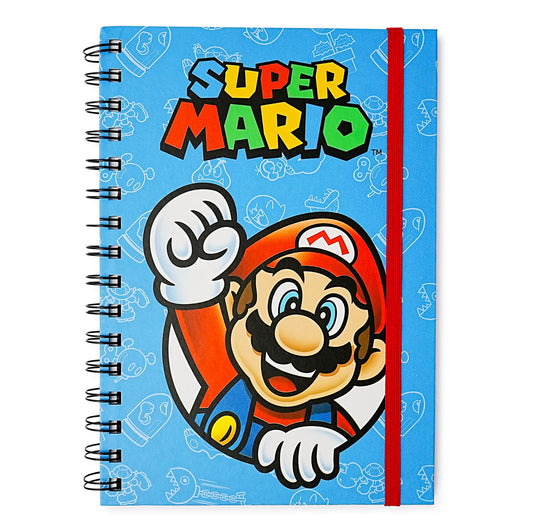 Super Mario Spiral Notebook With Elastic Closure