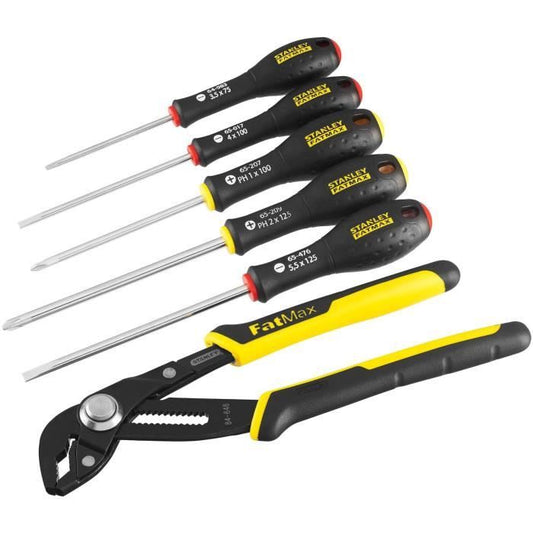 6 Piece Tool Set - - STANLEY FATMAX - FMHT0-62639 - 250mm Locking Multi-Grip Pliers + Electrician's Screwdriver + Phillips