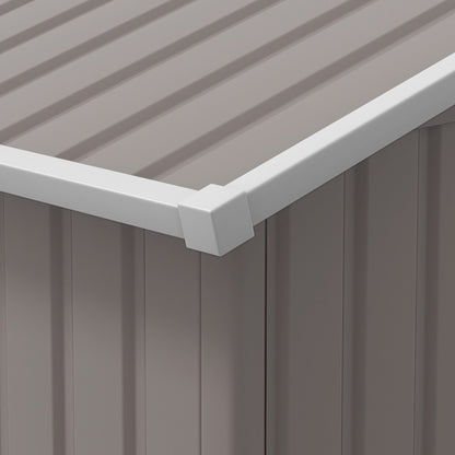 Outsunny Geräteschuppen, Wetterfestes Gartenhaus für Gartengeräte, mit Belüftungsfenstern, Schiebetüren, Stahl, Hellgrau