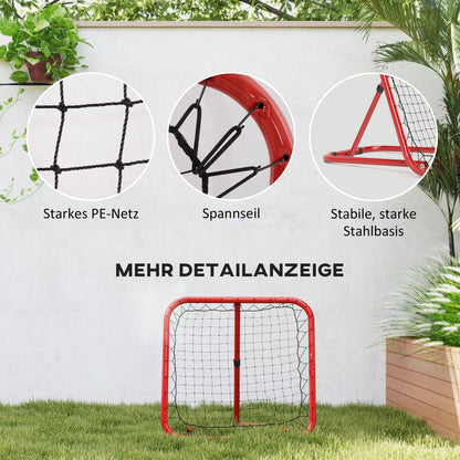 HOMCOM Fußball Rebounder-Netz, klappbar, Rückprallwand, Verstellbar in 5 Stufen, Metall, 78 x 84 x 65-78 cm, Rot