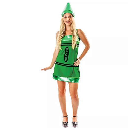 Women's Green Crayon Costume Dress - Large