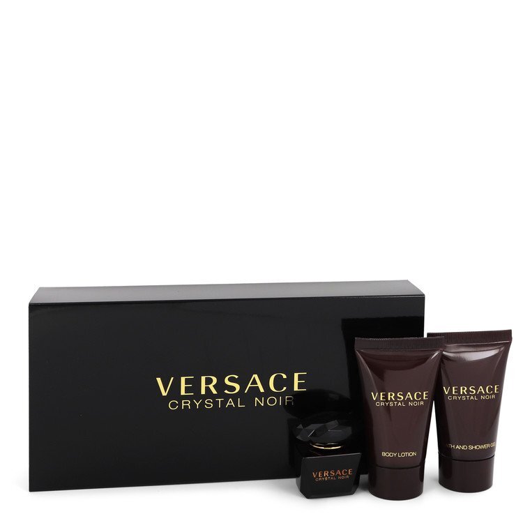 Crystal Noir Gift Set By Versace - Size: .17 oz Mini EDT + .8 oz Shower Gel + .8 oz Body Lotion