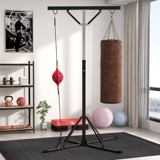 SPORTNOW Boxsackständer, höhenverstellbar, mit Speedball, Metallrahmen, 160L x 145B x 175-220H cm, Schwarz