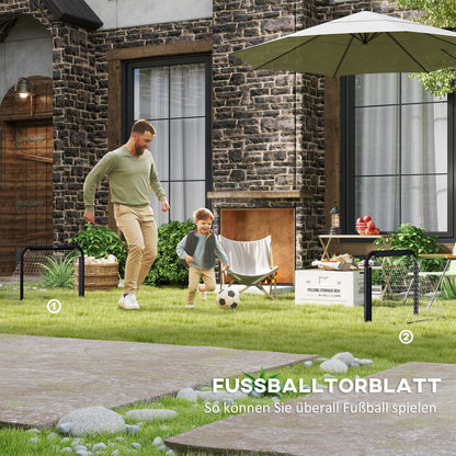 HOMCOM Fußballtor-Set, 2 klappbare Minitore, Metallrahmen, inkl. Werkzeug, 90 x 36 x 60 cm, Schwarz