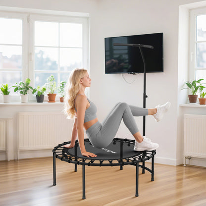 SPORTNOW Rebounder-Trampolin, 5-stufig verstellbarer Griff, Workout-Trampolin, Schwarz