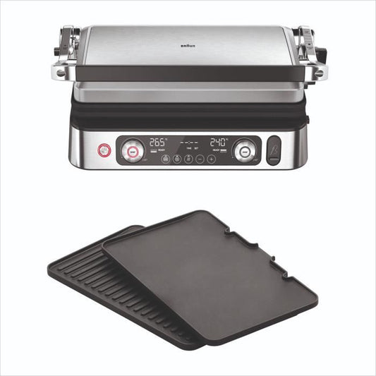 Multifunction grill - BRAUN - Multi Grill 9 Pro - 2200 W - 3 heating positions - Black / Steel