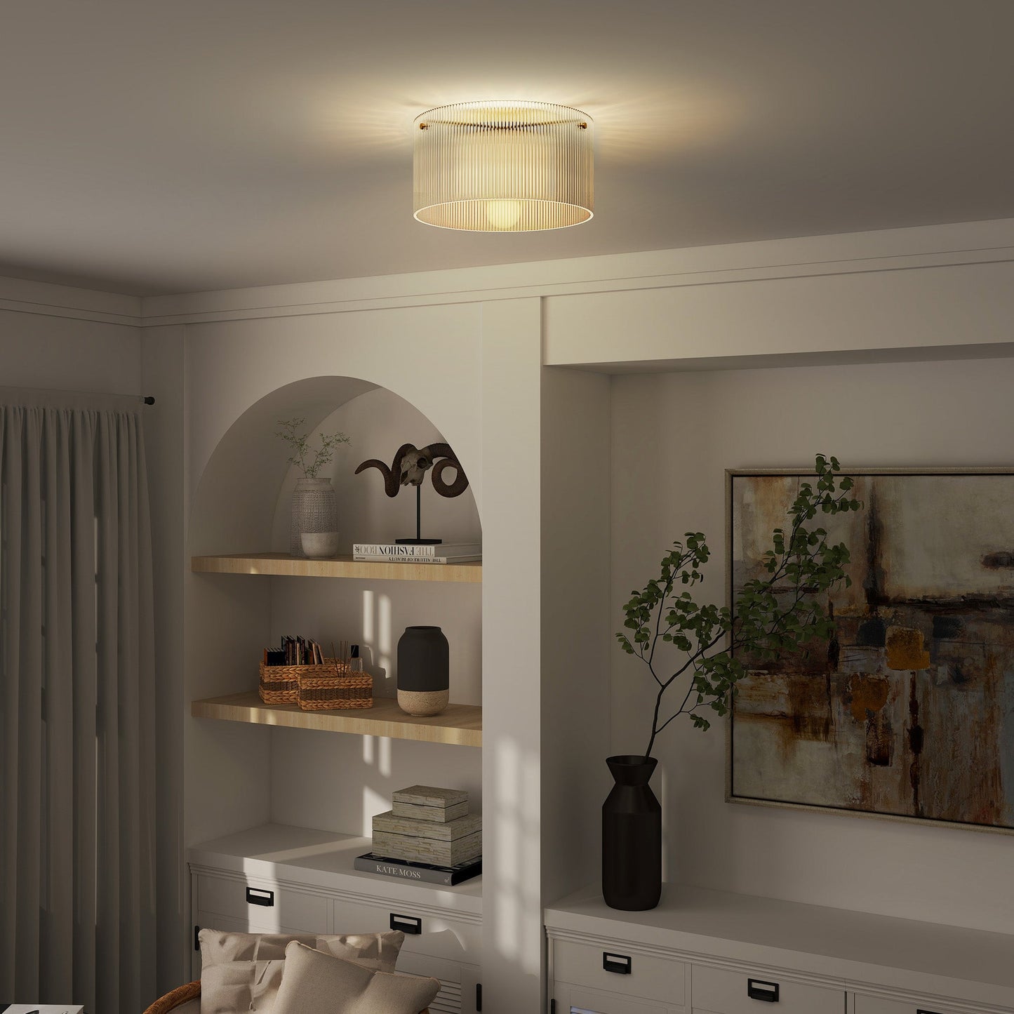 HOMCOM Deckenlampe mit Acryllampenschirm, Metall, Halogen- und LED-kompatibel