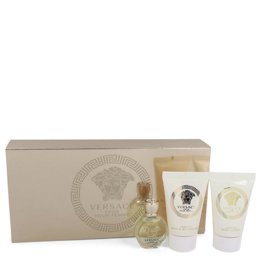 Versace Eros Gift Set By Versace - Size: .17 oz Mini EDP + .8 oz Shower Gel + .8 oz Body Lotion