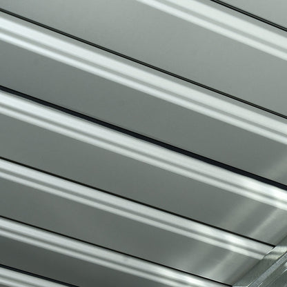 Outsunny Gerätehaus, Gartenhaus, Geräteschuppen mit Schiebetür, Lüftungsfenster, Pultdach, Outdoor, Stahl, Dunkelgrau, 280 x 130 x 172 cm