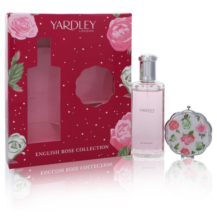 English Rose Yardley Gift Set By Yardley London - Size: 4.2 oz Eau De Toilette Spray + Compact Mirror