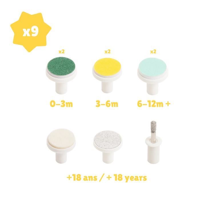 Badabulle Electric File with 6 interchangeable tips + 3 refills