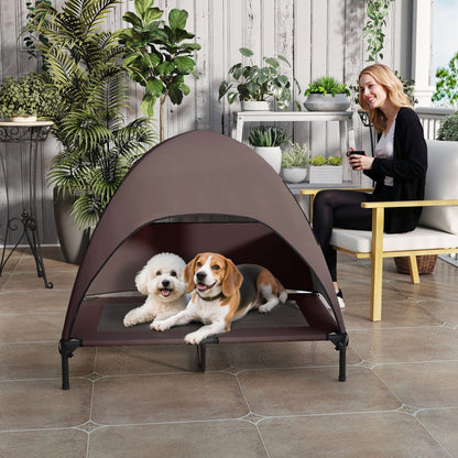 PawHut Hundeliege Outdoor mit Dach, Erhöhtes Hundebett für Große Hunde, 106 x 76 x 99 cm, Kaffee