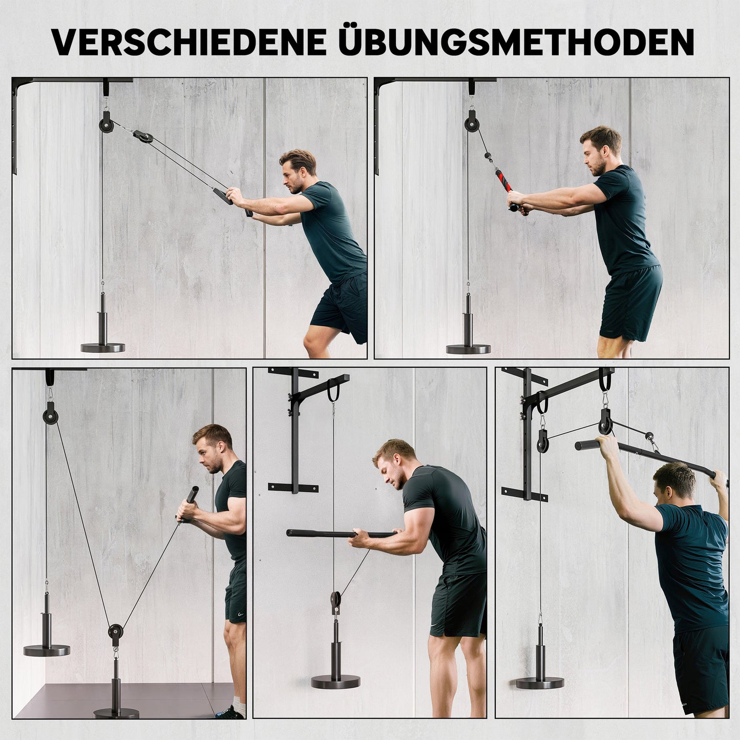 SPORTNOW Fitness Latzug Gym Fitnesssgeräte Kabelzug Pulley System Arm Krafttraining für Zuhause
