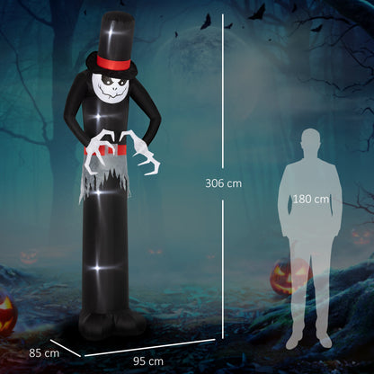 Outsunny Halloween-Dekoration 3 m riesiger Sensenmann mit LED-Beleuchtung für Outdoor, IP44