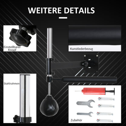 HOMCOM Boxgestell, mit Speedball, drehbarer Reflexstange, höhenverstellbar, klappbar, Stahl, 79 x 72 x 20cm
