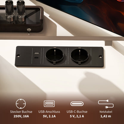 HOMCOM L-förmiger Schreibtisch mit Ladestation, Eck-Computertisch mit Monitorständer und Regalen, für Homeoffice, Büro, Weiß