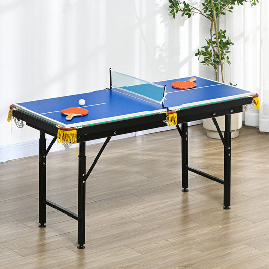 SPORTNOW 2-in-1 Billardtisch, Tischtennisplatte, mit Zubehör, 140x63x80cm, Blau/Grün