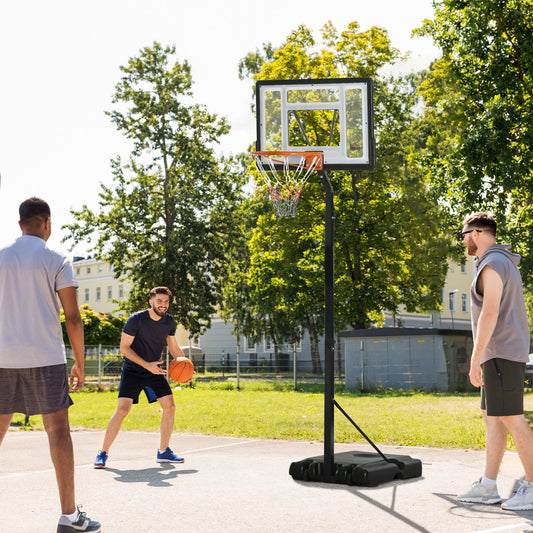 HOMCOM Basketballständer mit Rädern rollbar 210-260 cm höhenverstellbar Basketballkorb mit Ständer geeignet für den Außen- und Innenbereich Stahl Kunststoff Schwarz