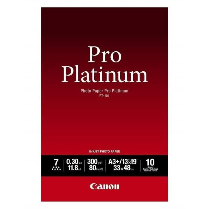 CANON Pack of 1 Photo Paper Platinum Pro 300g / m2 - PT-101 - A3 + - 10 Sheets