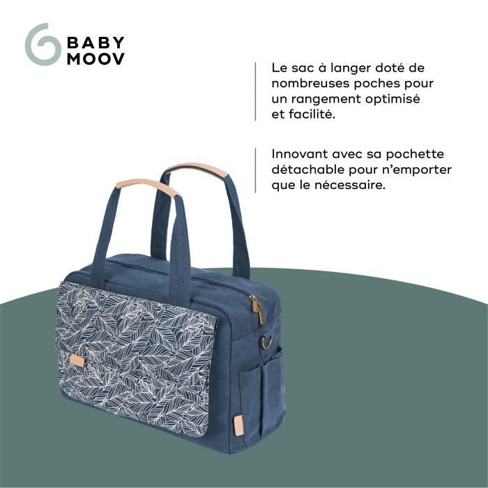 Babymoov Day to Day Diaper Bag - Trendy and Functional, 23L Capacity, Numerous Pockets, 6 Accessories Included, Palm