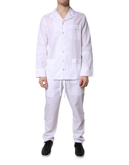 White Cotton Shirt Pants Pajama Set Sleepwear