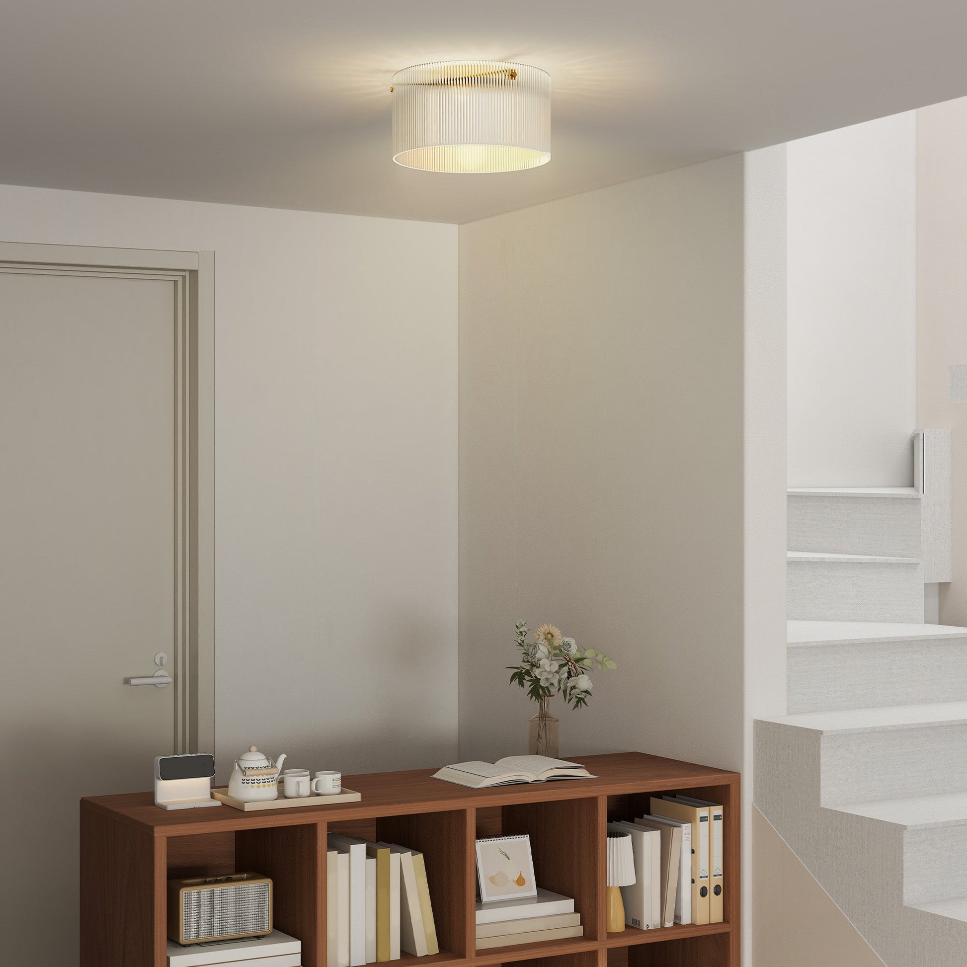 HOMCOM Deckenlampe mit Acryllampenschirm, Metall, Halogen- und LED-kompatibel