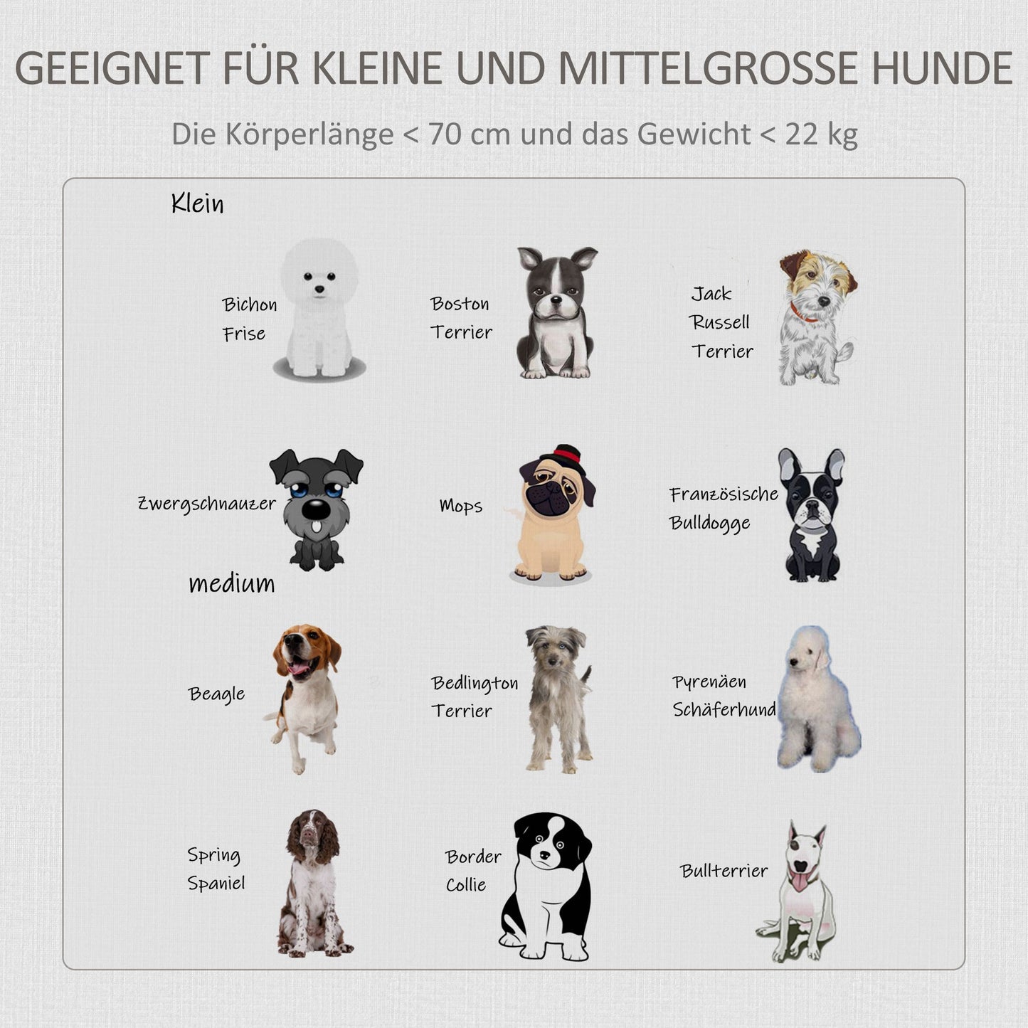 PawHut Transportbox für mittelgroße und kleine Hunde, verriegelbar Holzwerkstoff Stahl Grau + Weiß
