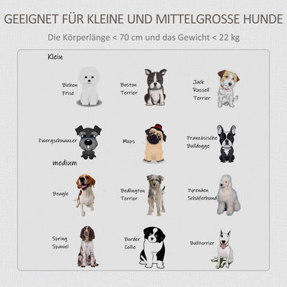 PawHut Transportbox für mittelgroße und kleine Hunde, verriegelbar Holzwerkstoff Stahl Grau + Weiß