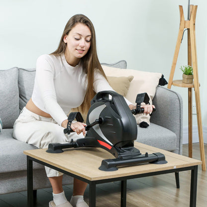 SPORTNOW Mini-Trainingsrad, Fußpedaltrainer, Trainingsgerät mit 8 Widerstandsstufen, LCD-Display, Metall, Kunststoff, Schwarz