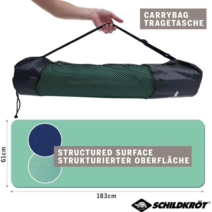 Yoga mat - FITNESS - SCHILDKRÖT - 180 x 61 cm - 4 mm - Bag included - Green / Blue