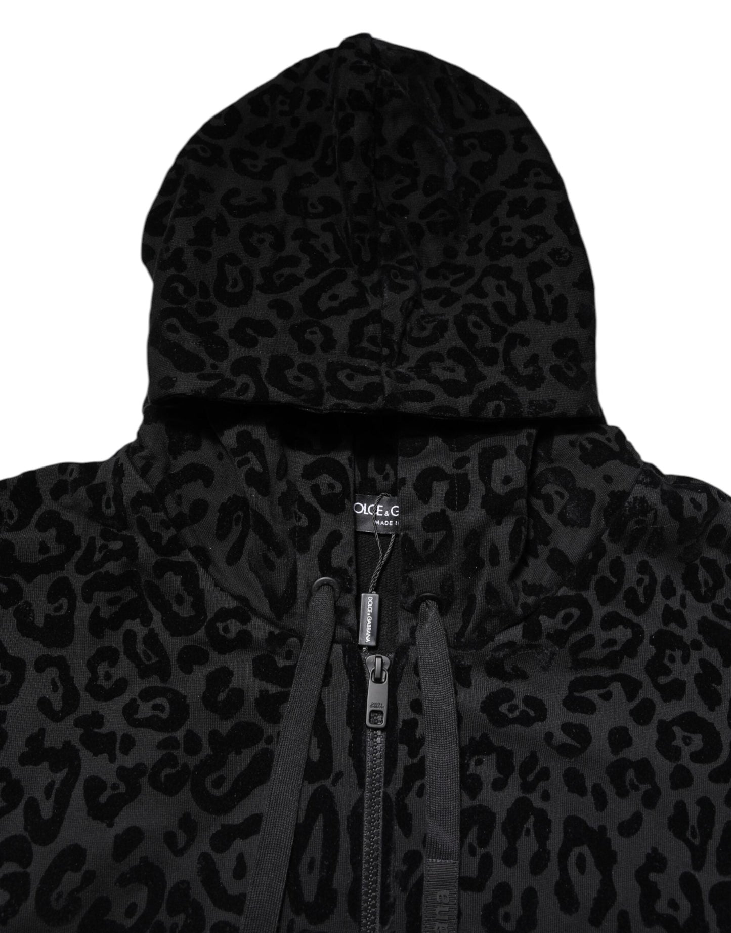Black Leopard Full Zip Hooded Sweatshirt Sweater