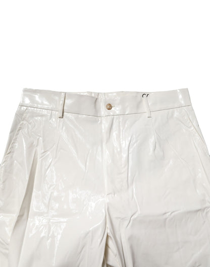 White Nylon Tapered Dress Men Pants