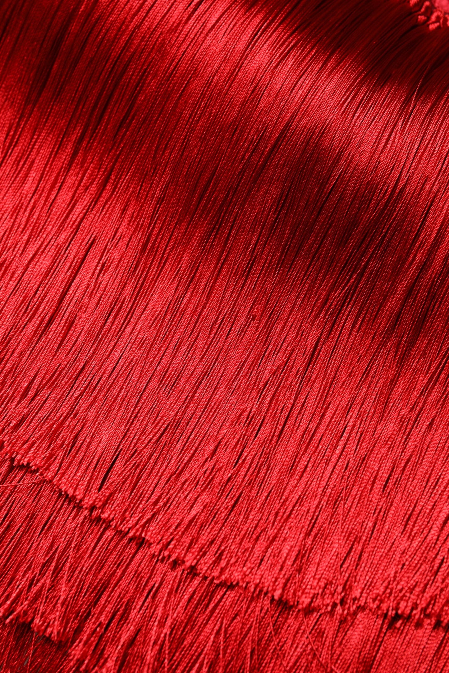 Red Silk Strapless Fringe Crop Tube Top