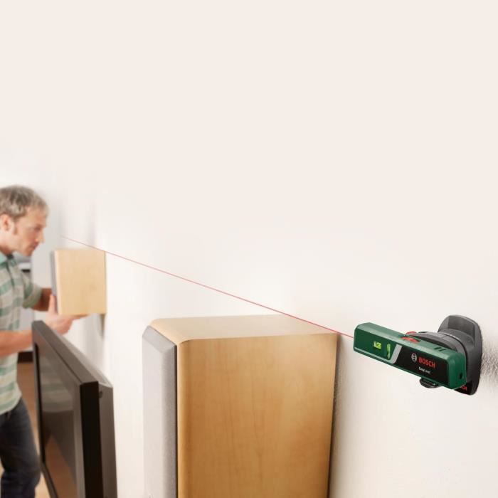 Bosch EasyLevel spirit laser level with wall bracket (laser line for flexible alignment on walls and laser point
