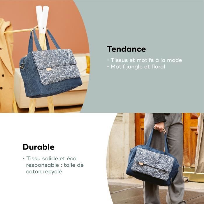 Babymoov Day to Day Diaper Bag - Trendy and Functional, 23L Capacity, Numerous Pockets, 6 Accessories Included, Palm