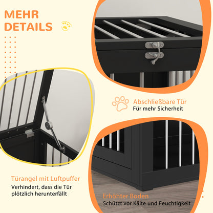 PawHut Hundekäfig Hundebox Hundetransportbox, 2 Türen, verriegelbar, Stahlgitter, 80 cm x 50 cm x 56,5 cm, Schwarz