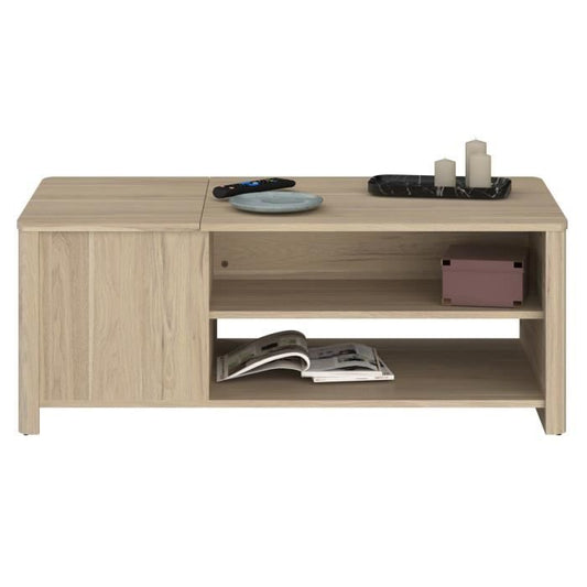 BETTY rectangular coffee table - In particle board covered with paper - Oak decor - Classic - L110 x H42 x D60 cm