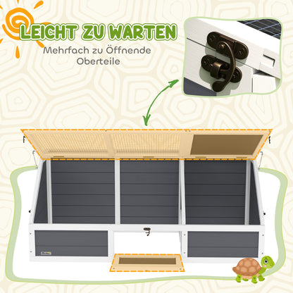 PawHut Schildkrötenbox, Outdoor Schildkrötengehege, bodenloses Design, leicht zu öffnen, Schildkrötenhaus, Hellgrau