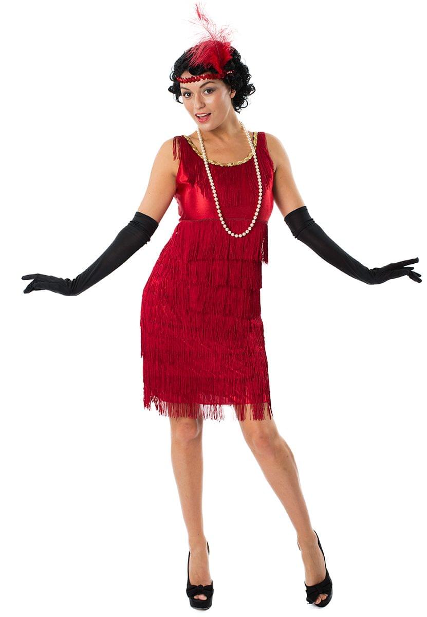 1920s Red Flapper Women's Costume Dress - Medium