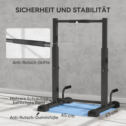 SPORTNOW Dip-Station, Liegestütz-Ständer, 93-117 cm höhenverstellbar, 540 kg Belastbarkeit, Ganzkörper-Training, Schwarz